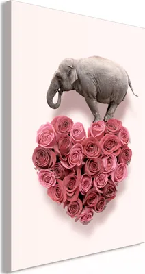 Produktbild von Italienischer Leinwand Leinwandbild - Elephant Lover (1-part) - Elephant Amid Pink Flowers 20x30 cm Tiere g-C-0148-b-a