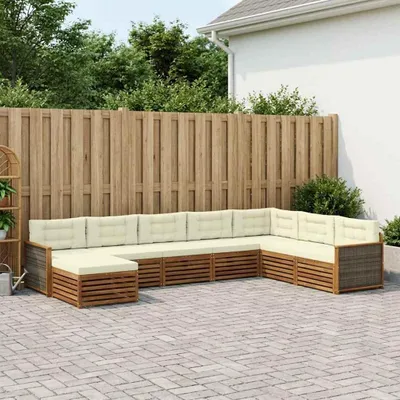 Produktbild von Möbel Outdoor-Sofagarnitur mit Kissen 8 pcs Natur und CremeGartensofas - Gartensofas c1446