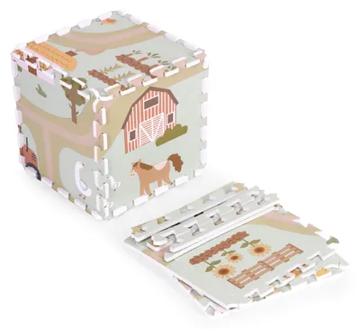 Obrázek produktu pro ECOTOYS ECOEVA019 Pěnová hrací podložka pro děti Farma 90,5×90,5 cm, 21 dílů