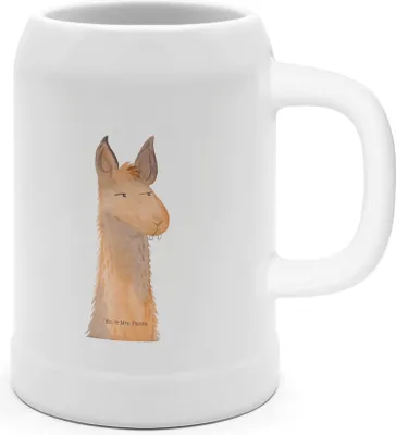Produktbild von Mr. & Mrs. Panda Krug Lamakopf Genervt - Weiß - Geschenk, Lamas, Steinkrug, Steingutkrug, Humpen, Recht haben, Lama, Bier Seidel, Partnerin, Freundin, Büro