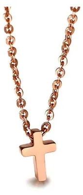 Produktbild von Kreuz Kette klein: Uni Halskette aus Edelstahl Rose Gold