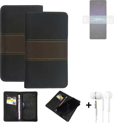 Produktbild von K-S-Trade Handyhülle + Kopfhörer kompatibel mit Sony Xperia 1 IV Schutzhülle Walletcase Bookstyle Tasche Schutz Case Hülle Wallet Cover Kunstleder