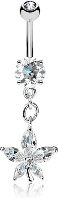 Produktbild von Bauchnabelpiercing Piercing Blume Blüte Zirkonia Kristalle Nabelpiercing Bananabell Autiga® silber