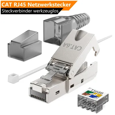 Produktbild von ORSEM CAT6a RJ45 Netzwerkstecker Werkzeuglos LSA 10 Gbit/s Geschirmt Metall für CAT6 CAT7 CAT8.1 LAN Verlegekabel - 1 Stück