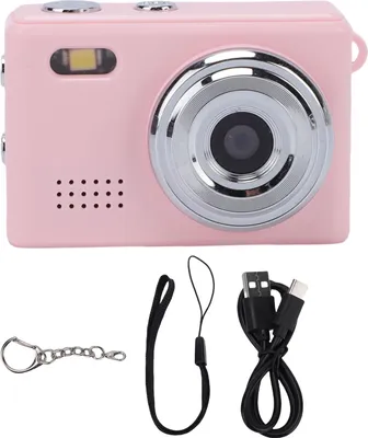 Productafbeelding van Sleutelhanger-digitale camera, 1080P HD, 2MP, 100 minuten batterijduur. Draagbare, kleine videocamera met handlus, geschikt voor studenten, verkrijgbaar in de kleur roze