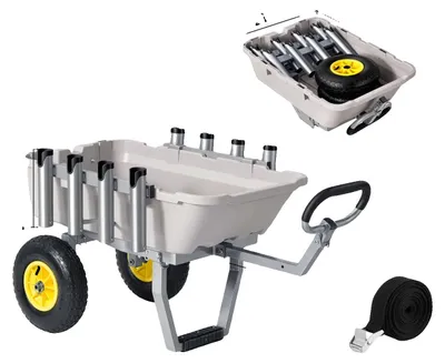 Zdjęcie produktu dla Wózek transportowy, udźwig 90 kg, 8 uchwytów na wędki, 200 funtów