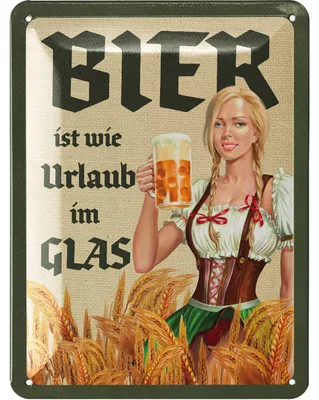 Produktbild von LANOLU retro Blechschild Bier, Bar, Kneipen, Partykeller Dekoration, lustiges Sprüche Schild zum Vatertag, vintage Metallschild, 15x20 cm
