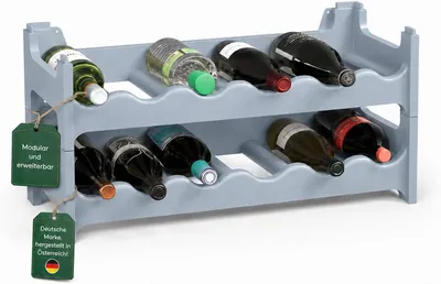 Produktbild von ARTECSIS® Weinregal stapelbar & modular erweiterbar Kunststoff für 12 Weinflaschen (betongrau) - Stabiles Flaschenregal & Getränkeregal Gastronomie