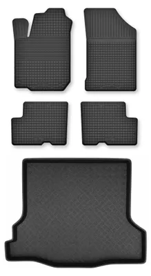Image de Tapis en caoutchouc + bac de coffre pour Dacia Logan II 2012-2020 (berline) – 5 pièces, noirs, semi-universel, adapté