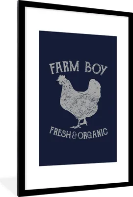 Produktbild von MuchoWow® MuchoWow® Gerahmtes Poster Vintage - Huhn - Bauernhof 60x90 cm - Poster mit zchwarzem Bilderrahmen - Dekoration - Wandposter Wohnzimmer - Hochwertig