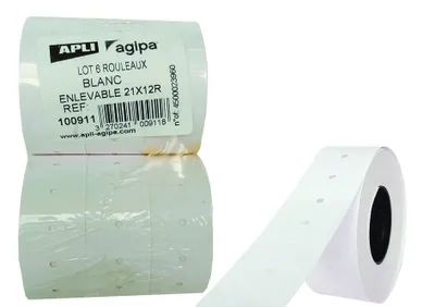 Produktbild von agipa Etiketten für Preisauszeichner 21 x 12 mm weiß 6 Rollen á 1.000 Etiketten