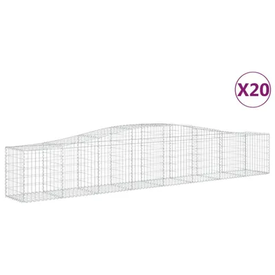 Productafbeelding van vidaXL Gabionen met boogvorm, 20 stuks, 400x50x60/80 cm, verzinkt staal