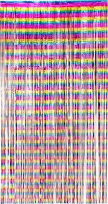 Obrázek produktu pro Třpytivý duhový závěs na dveře 70. léta - barevná dekorace 200 x 100 cm -