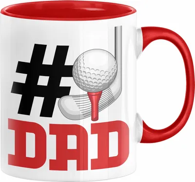 Produktbild von Golf-Spieler Nummer 1 Dad Vater Tasse Geschenk Golf Papa Geschenkidee Bester Papa Der Welt Vatertag Lustige Geschenkidee (Rot)