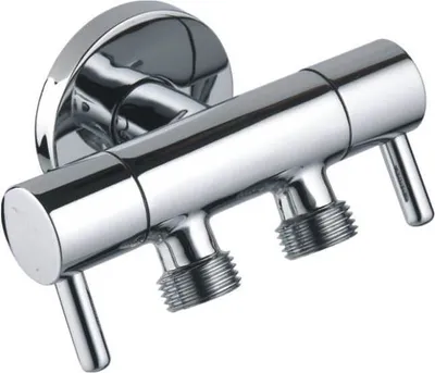 Produktbild von Doppel-Eckventil Messing chrom Ventil Eckventil Absperrventil 1/2" x3/8" x 3/8"
