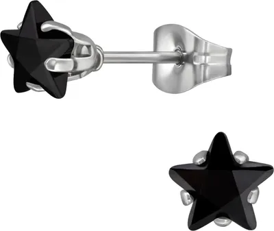 Image de Clous d'oreilles en forme d'étoile de 6 mm en acier inoxydable avec zircone noire, taille unique, Maxte