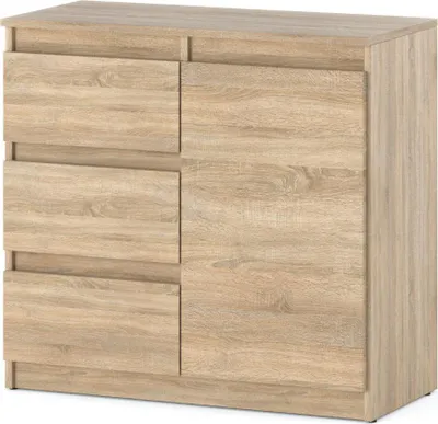 Zdjęcie produktu dla Komoda Drewniana Agnes 3 Szuflady Do Salonu Młodzieżowa 80Cm Dąb Sonoma