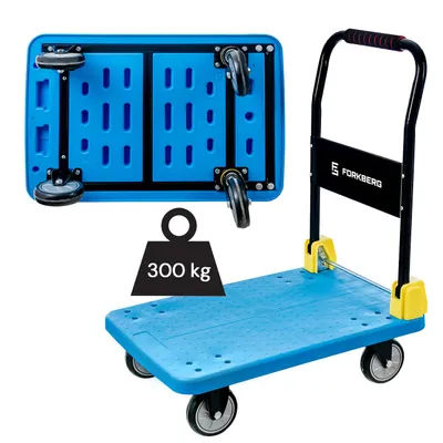 Zdjęcie produktu dla Wózek transportowy platformowy składany Forkberg magazynowy towarowy 300kg 70x48x85cm S niebieski