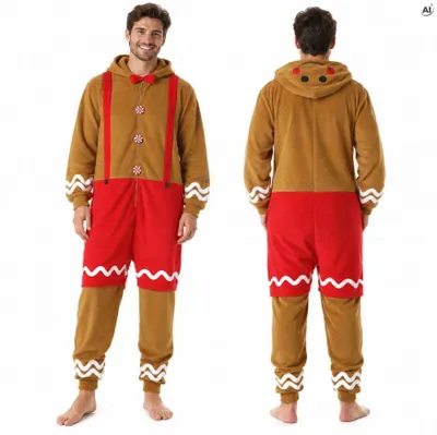 Lebkuchenmann Kostüm XL - Weihnachtskostüm mit Kapuze, Unisex