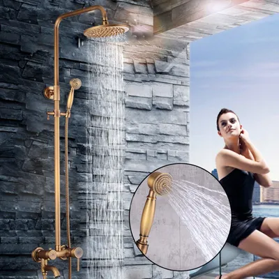 Produktbild von Duschkopf – Regendusche – Retro-Design – 3 Wasserdurchflussstufen – Keramikkartusche – Bronze
