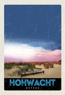 Produktbild von vianmo Holzschild 30x20 cm Hochwacht Ostsee Strandkorb Strand