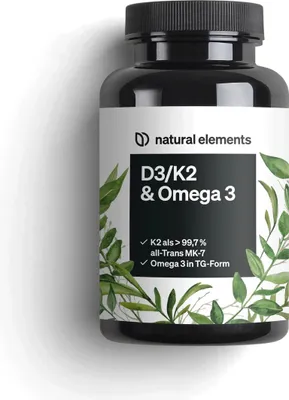 Produktbild von NATURAL ELEMENTS Vitamin D3/K2 & Omega 3 Kapseln