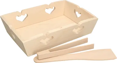 Immagine prodotto di KOTARBAU Vassoio grande in legno rettangolare con cuori con pinze e spatola Vassoio da portata Vassoio decorativo Vassoio da cucina