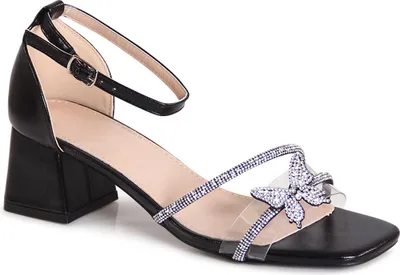 Produktbild von topschuhe24 3180 Damen Glitzer Sandaletten Butterfly, Farbe:Schwarz, Größe:40 EU