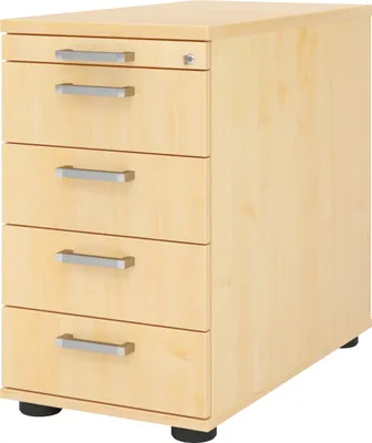 Produktbild von bümö office Standcontainer - mit 4 Schubladen - Nachbildung Ahorn, Griff: Chromgriff (Metall)