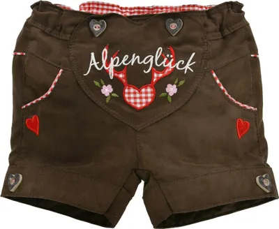 Produktbild von BONDI Mädchen Kunstleder Shorts Hose "Alpenglück" 86277 | Braun Größe: 62