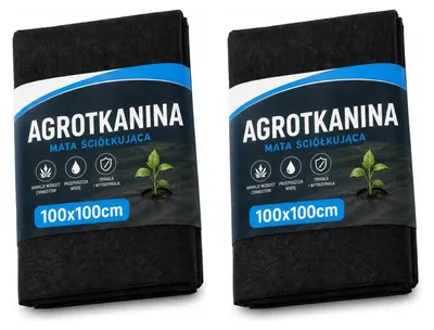 Productafbeelding van Onkruiddoek 100 x 100 cm, set van 2 stuks – geweven anti-worteldoek PP, UV-bestendig, waterdoorlatend, met plantlijnen voor de tuin