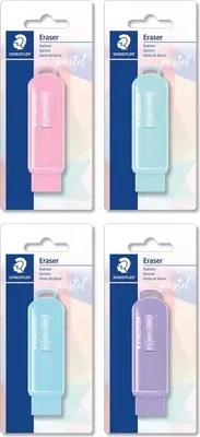 Produktbild von Radierer in Schiebehülle TPE 26x22x86mm pastell sortiert Packung mit 8 Stück