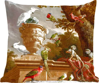 Produktbild von MuchoWow® Zierkissen Sofakissen Wohnzimmer Dekokissen 45x45 cm Die Menagerie - Melchior d' Hondecoeter - Vogel - Schlafpolster - Polster für das Sofa