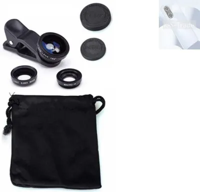 Produktbild von K-S-Trade Smartphone Kamera Linsen Set Kompatibel mit Huawei Enjoy 60 3in1 Clip-On Kamera Adapter Macro Weitwinkel FishEye Fischauge Objektiv Linse