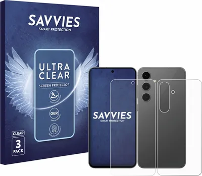 A product box and screen protectors for a smartphone.