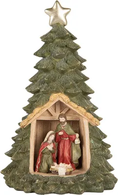 Image de Clayre & Eef Décoration de Noël avec éclairage LED Sapin de Noël Ø 15x25 cm Vert Plastique