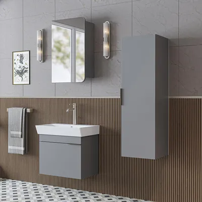 Produktbild von Roomart LYCIA-60 Badmöbel-Set 4-teilig 59 cm breit, Grau
