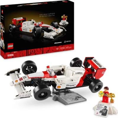 Produktbild von LEGO Icons McLaren MP4/4 & Ayrton Senna Modellauto Set, F1 Rennwagen Bausatz für Erwachsene mit Rennfahrer Mini-Figur, Sammlerstück, Geschenk-Idee zum Geburtstag für Männer, Frauen, Ihn & Sie 10330