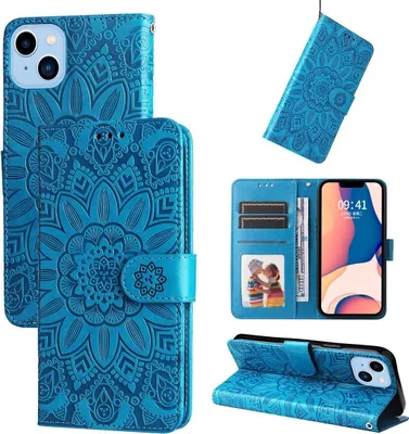 Produktbild von König Design Hülle kompatibel mit Apple iPhone 14 Plus Kunstleder Handyhülle - Handy Case Blau