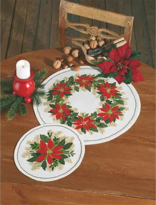 Produktbild von Eva Rosenstand Tischdecke Kreuzstich Set "Adventsstern", Zählmuster, 26 diam.cm
