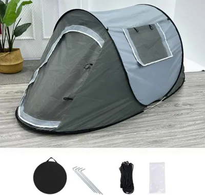 Produktbild von Automatik-Schnellaufbauzelt 190T Silberbeschichtung UV-Schutz wasserdicht 1-2 Personen Campingzelt