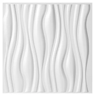 Obrázok produktu pre Vigevee 3D nástenné panely, 50 x 50 cm, biela, vlnový dizajn, PVC, moderná vnútorná dekorácia stien