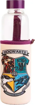 Image de Harry Potter, Bouteille en verre de 500ml avec armoiries de Poudlard Harry Potter, Violet