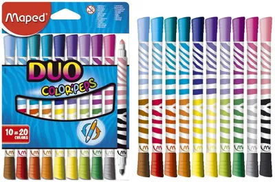 Obrázok produktu pre MAPED M847010 Plstené pero Color'Peps Long Life Duo, 4,75 mm, rôzne farby, 10 kusov v blistri
