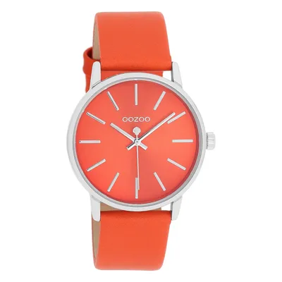 Produktbild von Oozoo Armbanduhr orange Leder Timepieces Damen Analog-Quarzuhr UOC11062