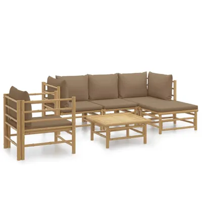 Produktbild von vidaXL 6-tlg. Garten-Lounge-Set mit Kissen Taupe Bambus