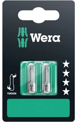 Produktbild von Wera Bit PH Größe 1 Länge 25mm 1 / 4 Zoll 6-kant C6,3 zähhart Karte mit 2 St. 851 / 1 TZ SB - 5073323001