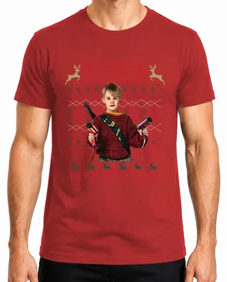 Productafbeelding van Merry Christmas Ya Filthy Animal, kersttrui, Kevin, humor, heren T-shirt, rood, maat L