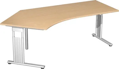Produktbild von Geramöbel Schreibtisch 135° links feste Höhe, 2166x1130x720, Buche/Silber, S-618315-BS