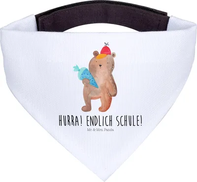 Produktbild von Mr. & Mrs. Panda Bandana Bär Schultüte - Weiß - Geschenk, Halstuch Für Hunde, Schulbeginn, Hund, Hunde-Bandana, Erster Schultag, Teddy, Grundschule, Dreieckstuch